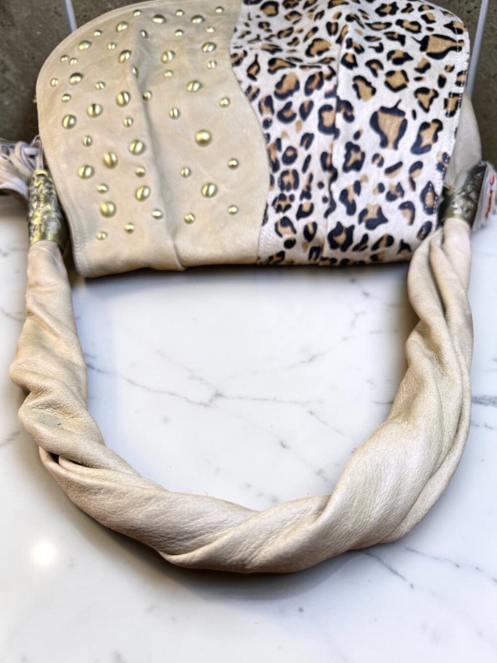 Sharif 1827 Vintage Legacy Leopard Haircalf Studded Sample Shoulder Bag NWT - Picture 14 of 15